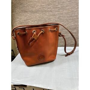 Vintage Dooney & Bourke Bucket Bag Womens Small Brown All Weather Leather
